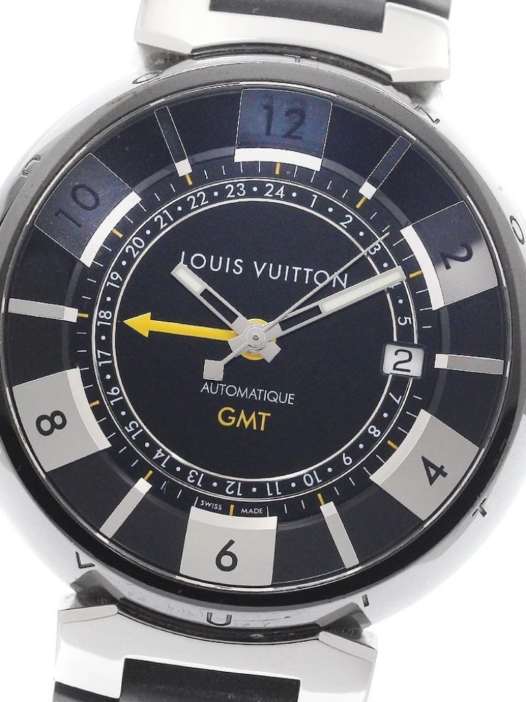 Louis Vuitton Tambour In Black Q113i Gmt Black Dial Automatic Mens Watch945365